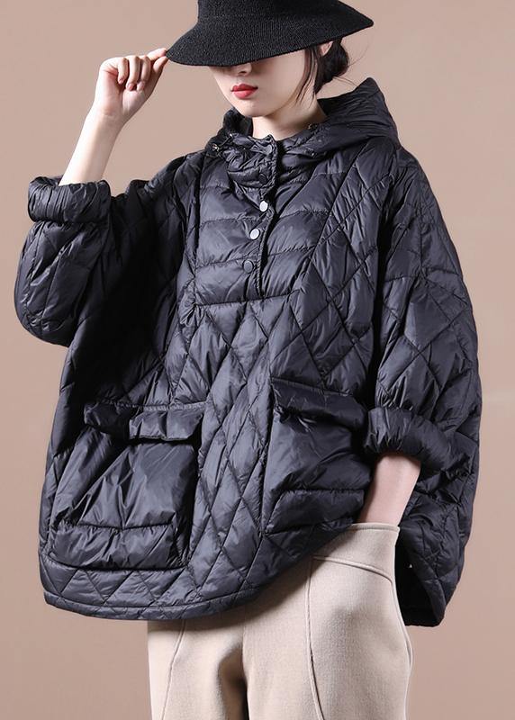 2026 Loose Fitting Winter Puffer Jacket Hooded Black Down Coat