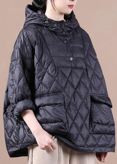2026 Loose Fitting Winter Puffer Jacket Hooded Black Down Coat