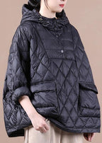 2026 Loose Fitting Winter Puffer Jacket Hooded Black Down Coat