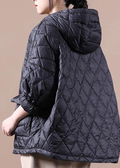 2026 Loose Fitting Winter Puffer Jacket Hooded Black Down Coat