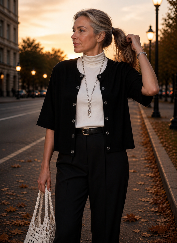 Women’s Short Sleeve Knit Cardigan with Ribbed Texture and Button-Down Front