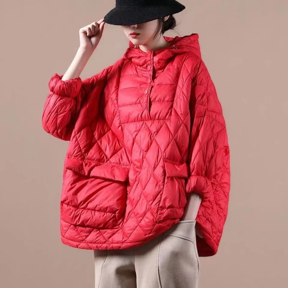 2026 Loose Fitting Winter Puffer Jacket Hooded Black Down Coat