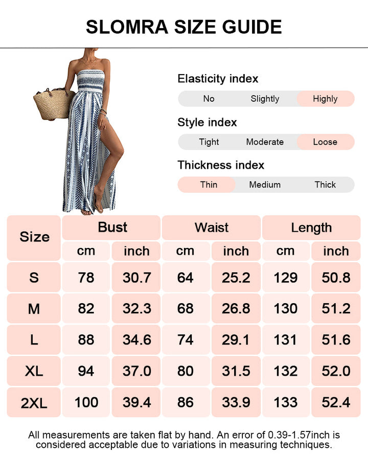 Bohemian Strapless High Split Wide Leg Vacation Jumpsuits